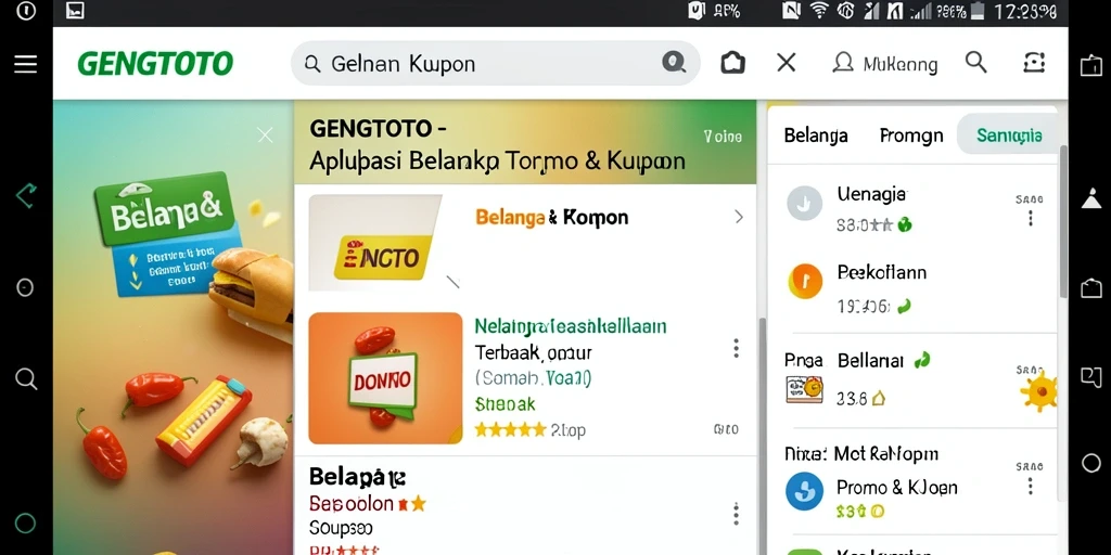 Tampilan antarmuka GENGTOTO menunjukkan berbagai kupon dan promo menarik.
