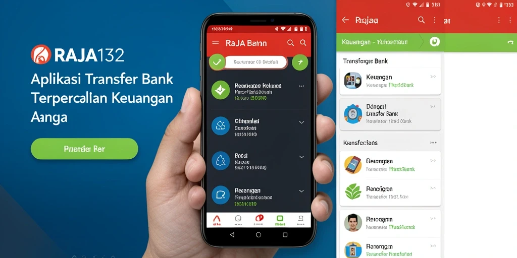 Antarmuka aplikasi RAJA132 yang sederhana dan intuitif untuk Transfer Bank.