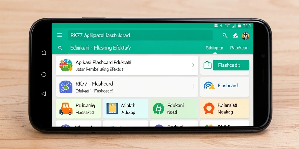 Antarmuka RK77 yang menarik untuk aplikasi Flashcard edukasi.
