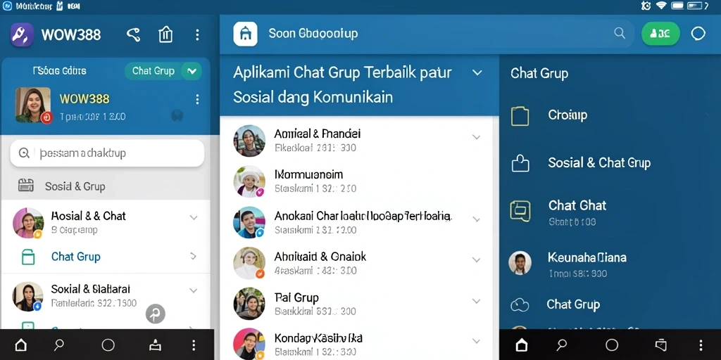 Antarmuka WOW388 menampilkan fungsi Chat Grup yang intuitif dan mudah digunakan.