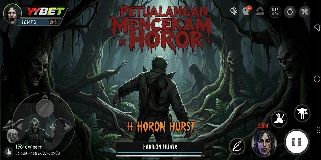 Tangkapan layar utama YYBET menampilkan petualangan penuh ketegangan di hutan horor.